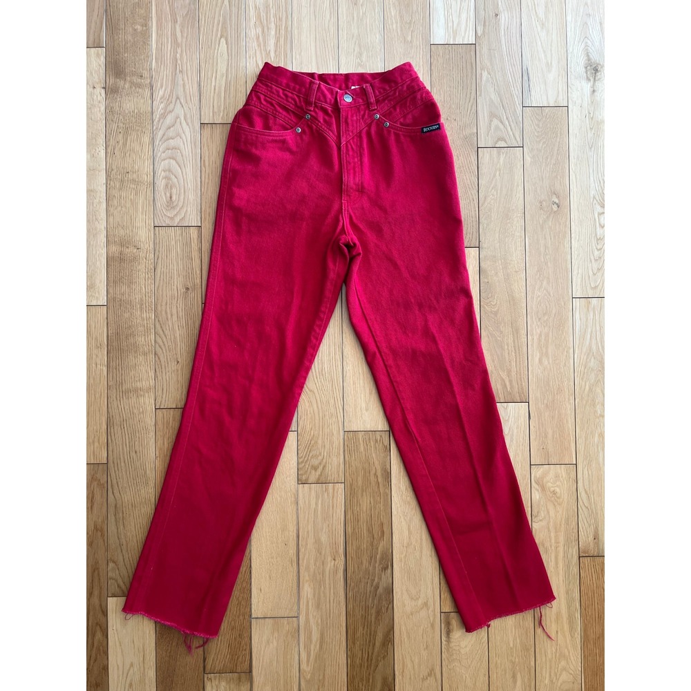VTG Rockies Rocky Mountain Co Red High Waist Bareback Western Jeans Womens 24x31